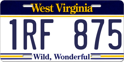 WV license plate 1RF875
