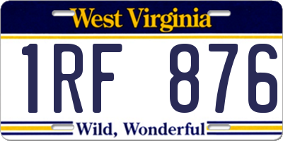 WV license plate 1RF876