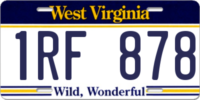 WV license plate 1RF878