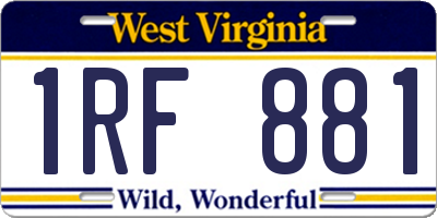 WV license plate 1RF881