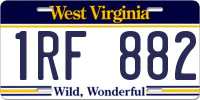WV license plate 1RF882