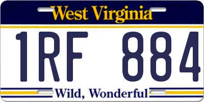 WV license plate 1RF884