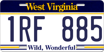 WV license plate 1RF885