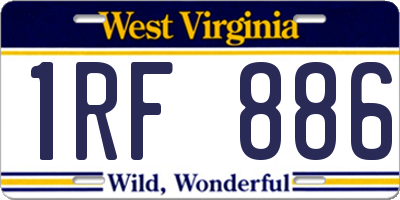 WV license plate 1RF886