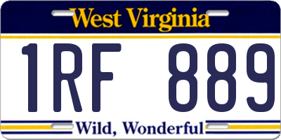 WV license plate 1RF889