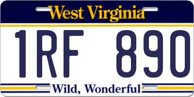 WV license plate 1RF890
