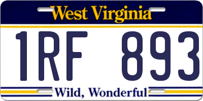 WV license plate 1RF893