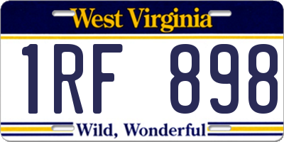 WV license plate 1RF898