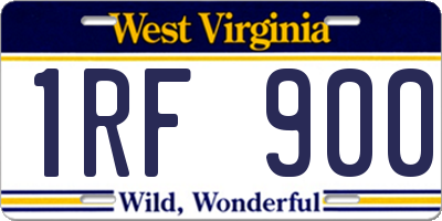 WV license plate 1RF900