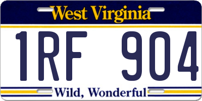 WV license plate 1RF904