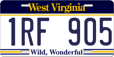 WV license plate 1RF905