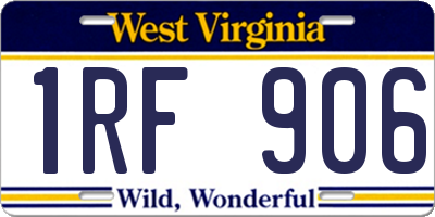 WV license plate 1RF906