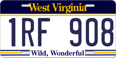 WV license plate 1RF908