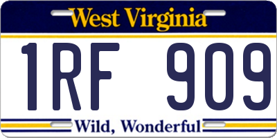 WV license plate 1RF909