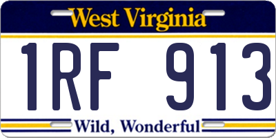 WV license plate 1RF913