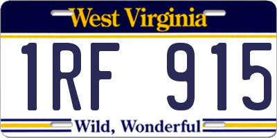 WV license plate 1RF915