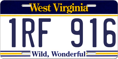 WV license plate 1RF916