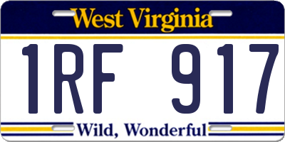 WV license plate 1RF917