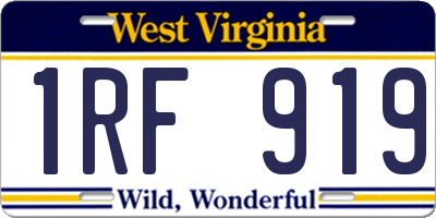 WV license plate 1RF919