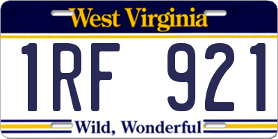 WV license plate 1RF921