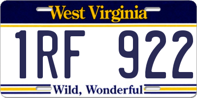 WV license plate 1RF922