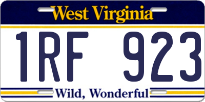 WV license plate 1RF923