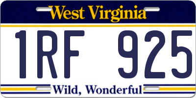 WV license plate 1RF925