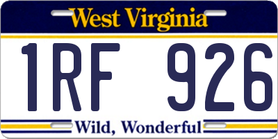 WV license plate 1RF926