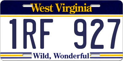 WV license plate 1RF927