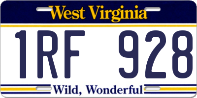 WV license plate 1RF928