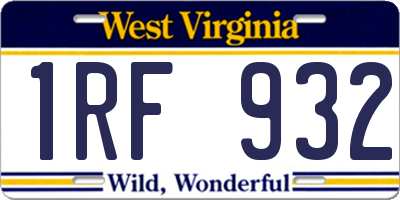 WV license plate 1RF932