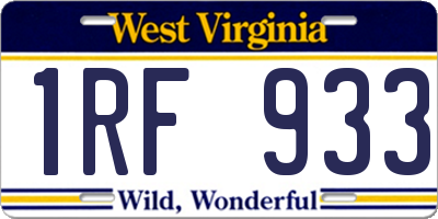 WV license plate 1RF933