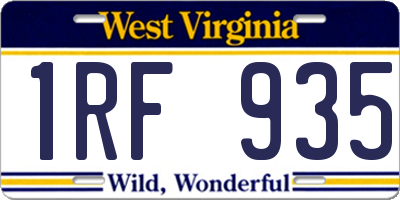 WV license plate 1RF935