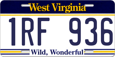 WV license plate 1RF936
