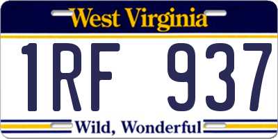 WV license plate 1RF937
