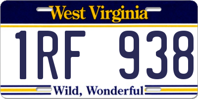 WV license plate 1RF938