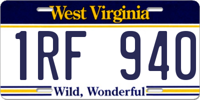 WV license plate 1RF940