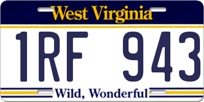 WV license plate 1RF943