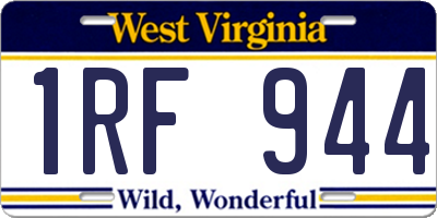 WV license plate 1RF944