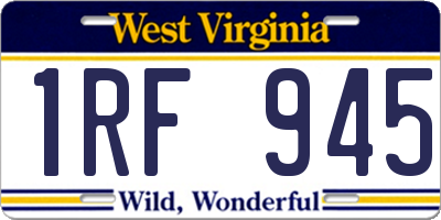 WV license plate 1RF945