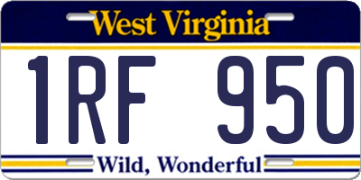 WV license plate 1RF950