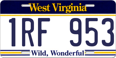 WV license plate 1RF953