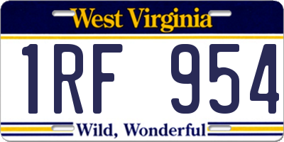 WV license plate 1RF954