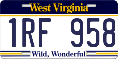 WV license plate 1RF958