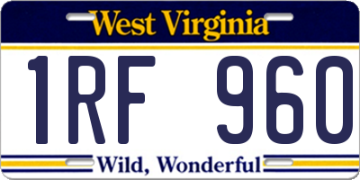 WV license plate 1RF960