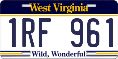 WV license plate 1RF961
