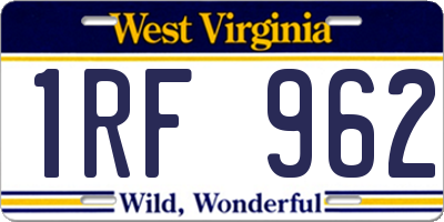 WV license plate 1RF962