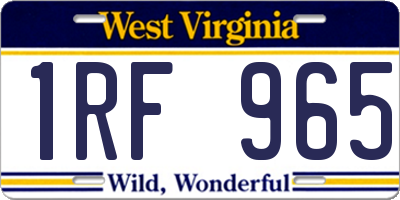 WV license plate 1RF965