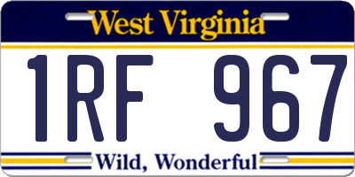 WV license plate 1RF967