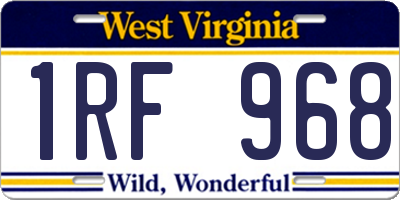 WV license plate 1RF968